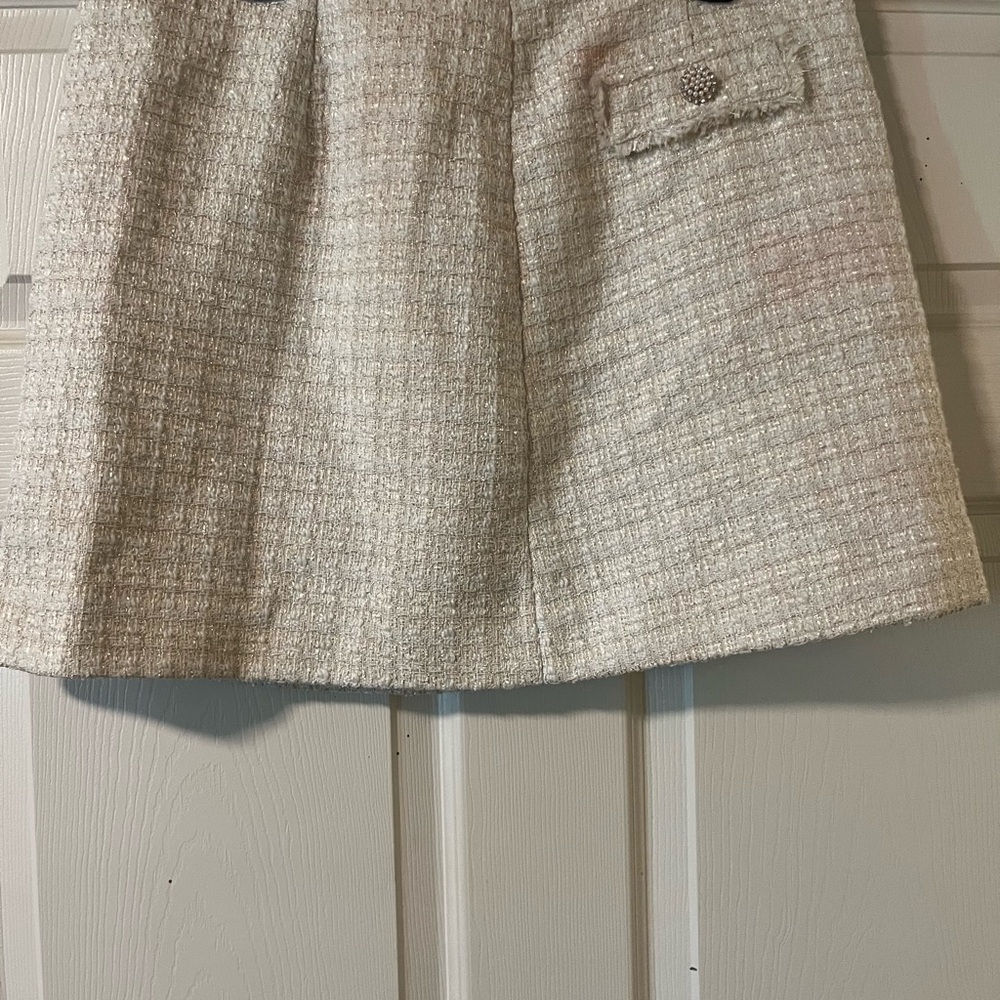 Guess Cream Tweed Mini Skirt